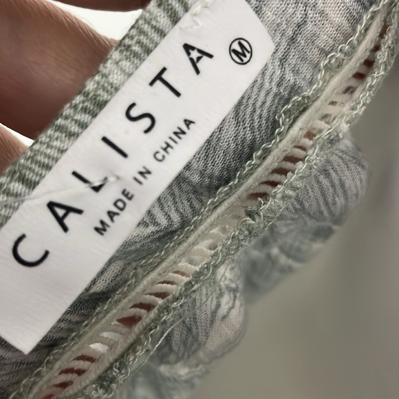 Calista White & Olive Green Tropical Print Dress size Medium NEW - Picture 7 of 8